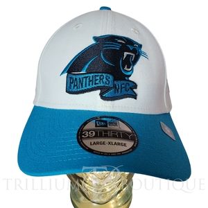 New Era Hat Cap Carolina Panthers Men L/XL Chrome White Blue Sideline 39Thirty
